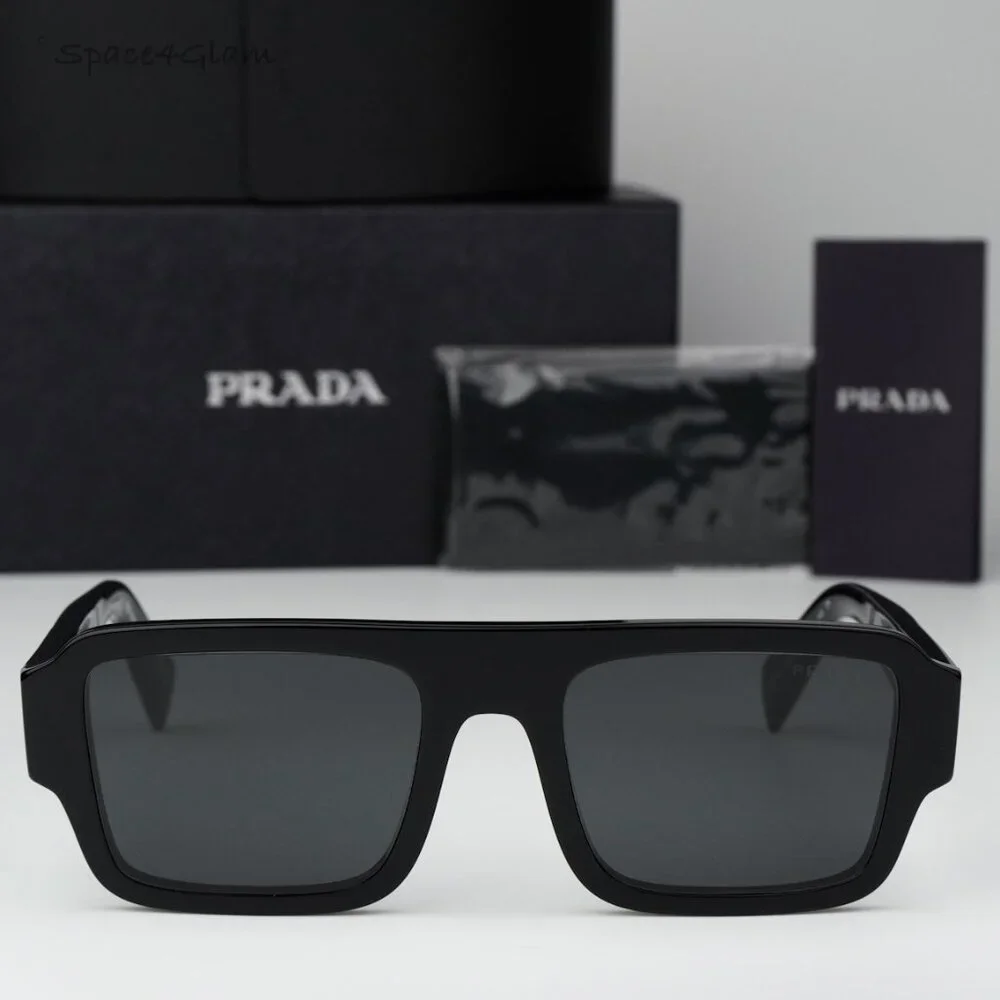 Prada Women Sunglasses Black Dark Grey Square PRA05S 16K08Z BRAND NEW - Picture 3 of 11